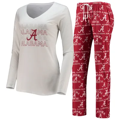 Alabama Crimson Tide Concepts Sport Women's Crimson/White Flagship Long Sleeve T-Shirt & Pants Sleep Set