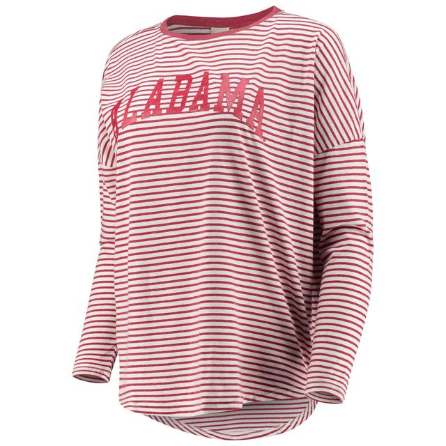 UG APPAREL Women's Scarlet/White Ohio State Buckeyes Melange Striped Boxy  Long Sleeve T-Shirt