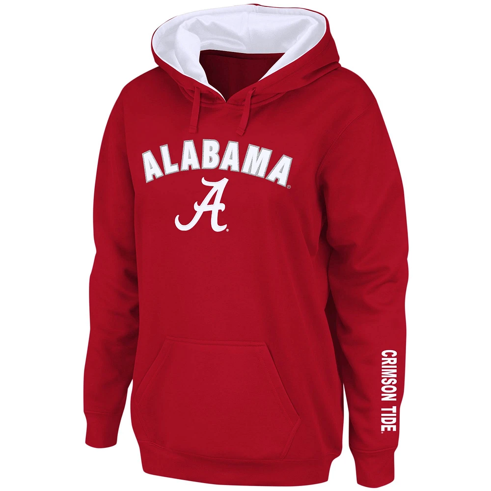 Women's Crimson Alabama Tide Arch & Logo 1 Pullover Hoodie