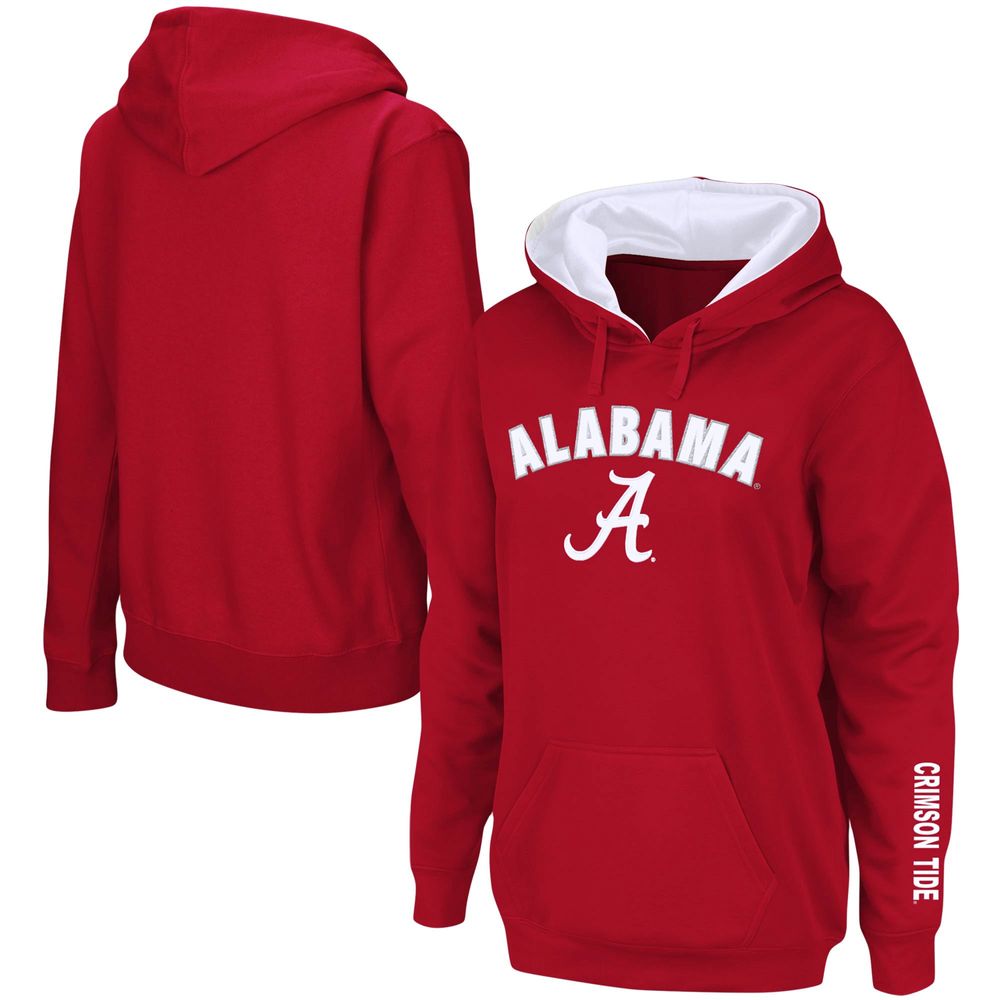 Women's Crimson Alabama Tide Arch & Logo 1 Pullover Hoodie