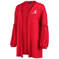 Women's Crimson Alabama Tide Offset Bubble Sleeve Cardigan