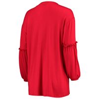 Women's Crimson Alabama Tide Offset Bubble Sleeve Cardigan