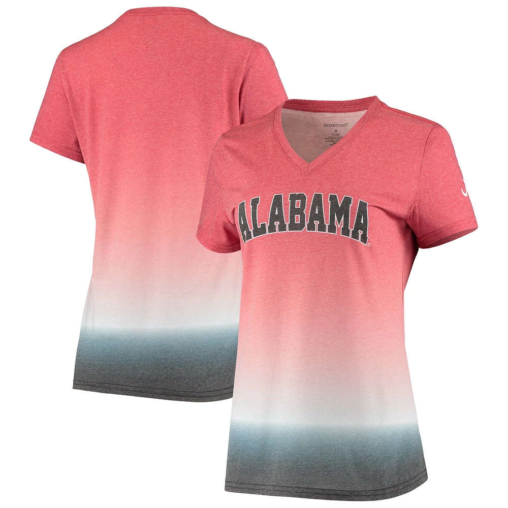 T-shirt à encolure en V pour femme Crimson Alabama Tide Ombre