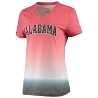 T-shirt à encolure en V pour femme Crimson Alabama Tide Ombre