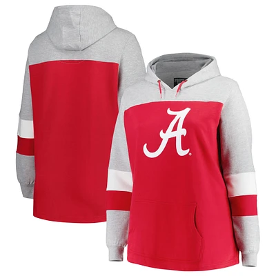 Women's Crimson Alabama Tide Plus Color-Block Pullover Hoodie