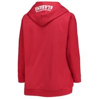 Women's Crimson Alabama Tide Plus Wordmark V-Neck Lace-Up Pullover Hoodie