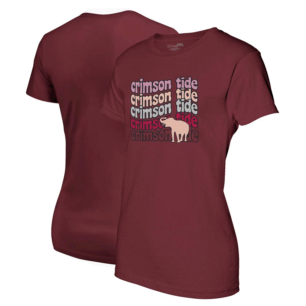 T-shirt petit ami à slogan répété Crimson Alabama Tide pour femmes