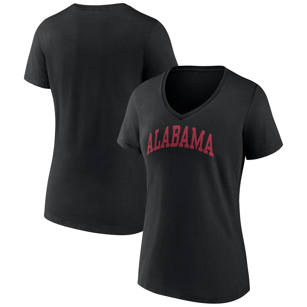 T-shirt à col en V basique Alabama Crimson Tide Fanatics pour femme noir