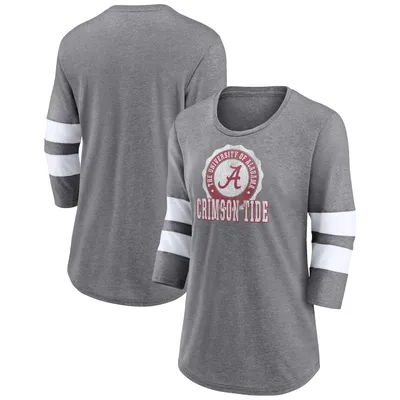 Alabama Crimson Tide Fanatics Branded Women's Drive Forward Tri-Blend 3/4-Sleeve T-Shirt - Heathered Gray