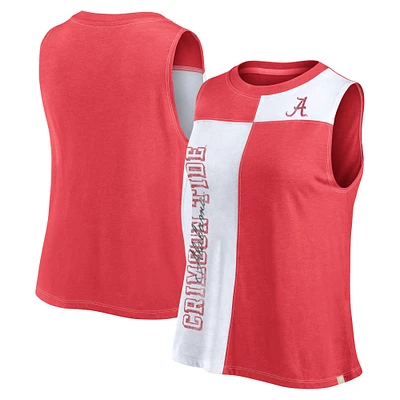 Women's Fanatics Crimson/White Alabama Crimson Tide Colorblock High Neck Tank Top