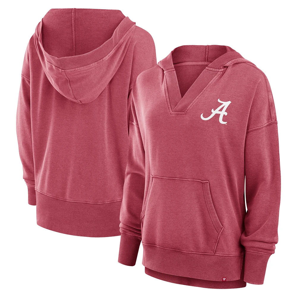 Sweat à capuche col en V molleton français Snow Wash de Crimson Alabama Tide Initiative pour femmes Fanatics