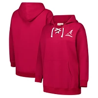 Women's Fanatics Crimson Alabama Tide Plus Scripy Lace-Up V-Neck Hoodie