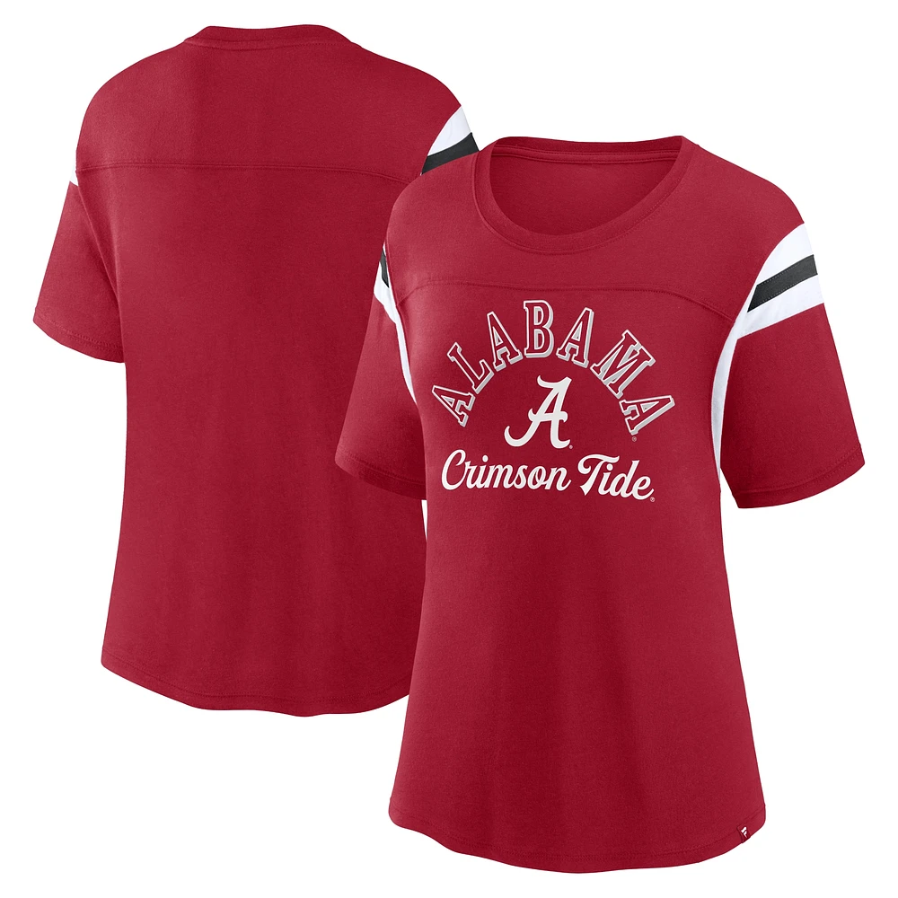 T-shirt rayé Fanatics Crimson Alabama Tide Tailgate pour femmes