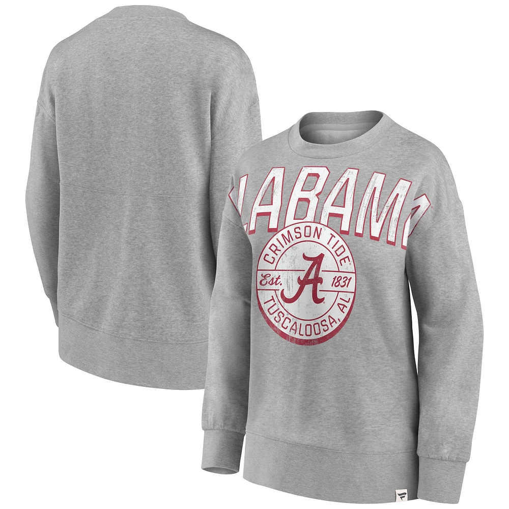 Women's Fanatics Heathered Gray Alabama Crimson Tide Jump Distribution Pullover Sweatshirt