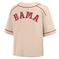 Women's Fanatics Tan Alabama Crimson Tide Oversized Dominant Force Cropped V-Neck T-Shirt