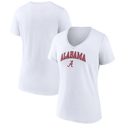 T-shirt à col en V blanc pour femmes Fanatics Alabama Crimson Tide Campus