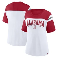 Women's Fanatics White Alabama Crimson Tide Color-Block Fundamental Winning T-Shirt