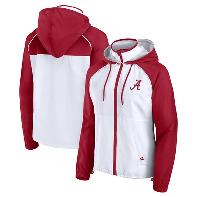 Veste à capuche zippée Anorak pour femme Fanatics White Alabama Crimson Tide