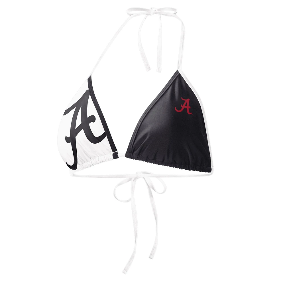 Haut de bikini pour femme G-III 4Her by Carl Banks noir/blanc Alabama Crimson Tide Play Action