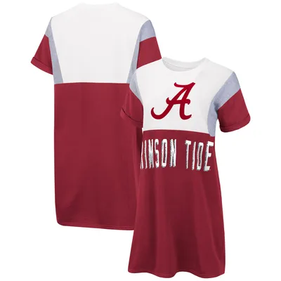 Alabama Crimson Tide G-III 4Her by Carl Banks Women's 3rd Down Short Sleeve T-Shirt Dress -Crimson/White