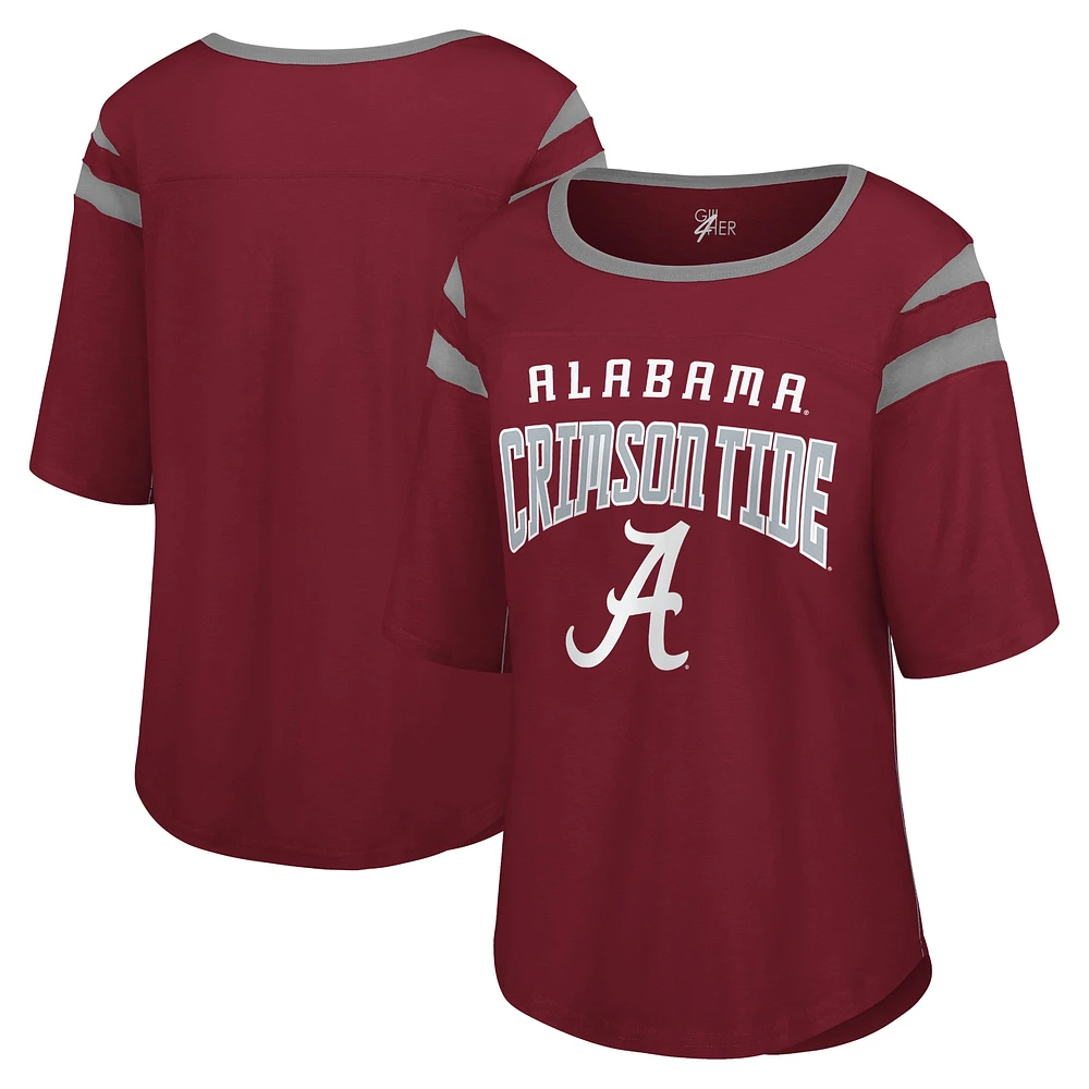 T-shirt à manches longues Linebacker G-III 4Her by Carl Banks Crimson Alabama Tide pour femme