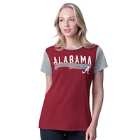 Women's G-III 4Her by Carl Banks Crimson Alabama Tide Racer Crewneck Ringer T-Shirt