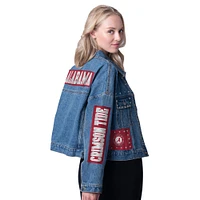 Women's G-III 4Her by Carl Banks Denim Alabama Crimson Tide Game Ball Patches and Studs Full-Button Jacket