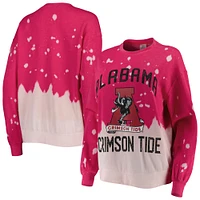 Women's Gameday Couture Crimson Alabama Tide Twice As Nice Faded Dip-Dye Pullover Long Sleeve Top