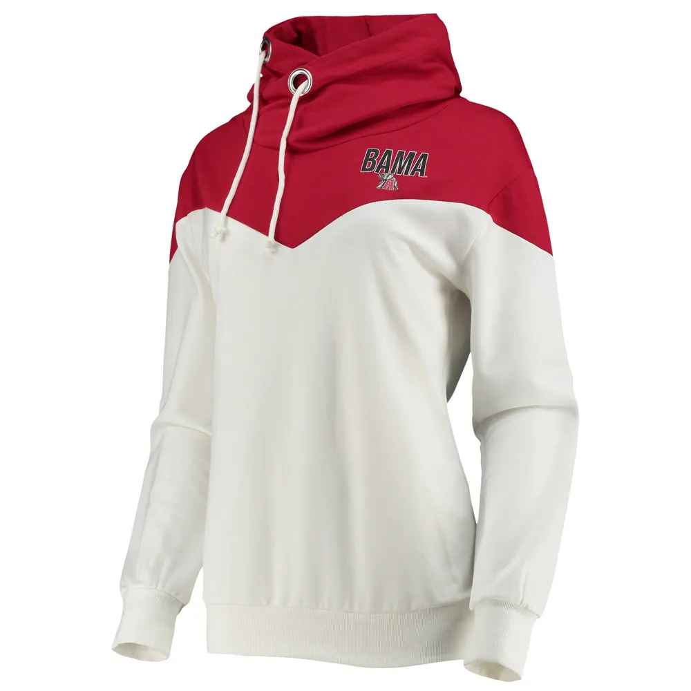 Gameday Couture pour femme blanc/cramoisi Alabama Crimson Tide Old School Arrow Blocked Cowl Neck Tri-Blend Pullover Hoodie