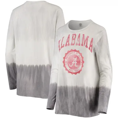 Alabama Crimson Tide Gameday Couture Women's High Line Tiered Dip-Dye Long Sleeve Tri-Blend T-Shirt - White/Gray
