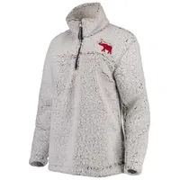 Women's Gray Alabama Crimson Tide Sherpa Super-Soft Quarter-Zip Pullover Jacket