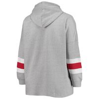 Women's Heathered Gray Alabama Crimson Tide Plus Sleeve Stripe Pullover Hoodie