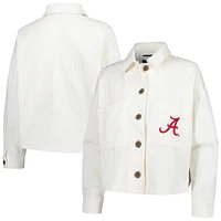 Veste boutonnée en velours côtelé Hype and Vice White Alabama Crimson Tide pour femmes