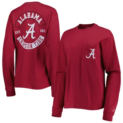 Alabama Crimson Tide League Collegiate Wear Women's Oversized Pocket Long Sleeve T-Shirt