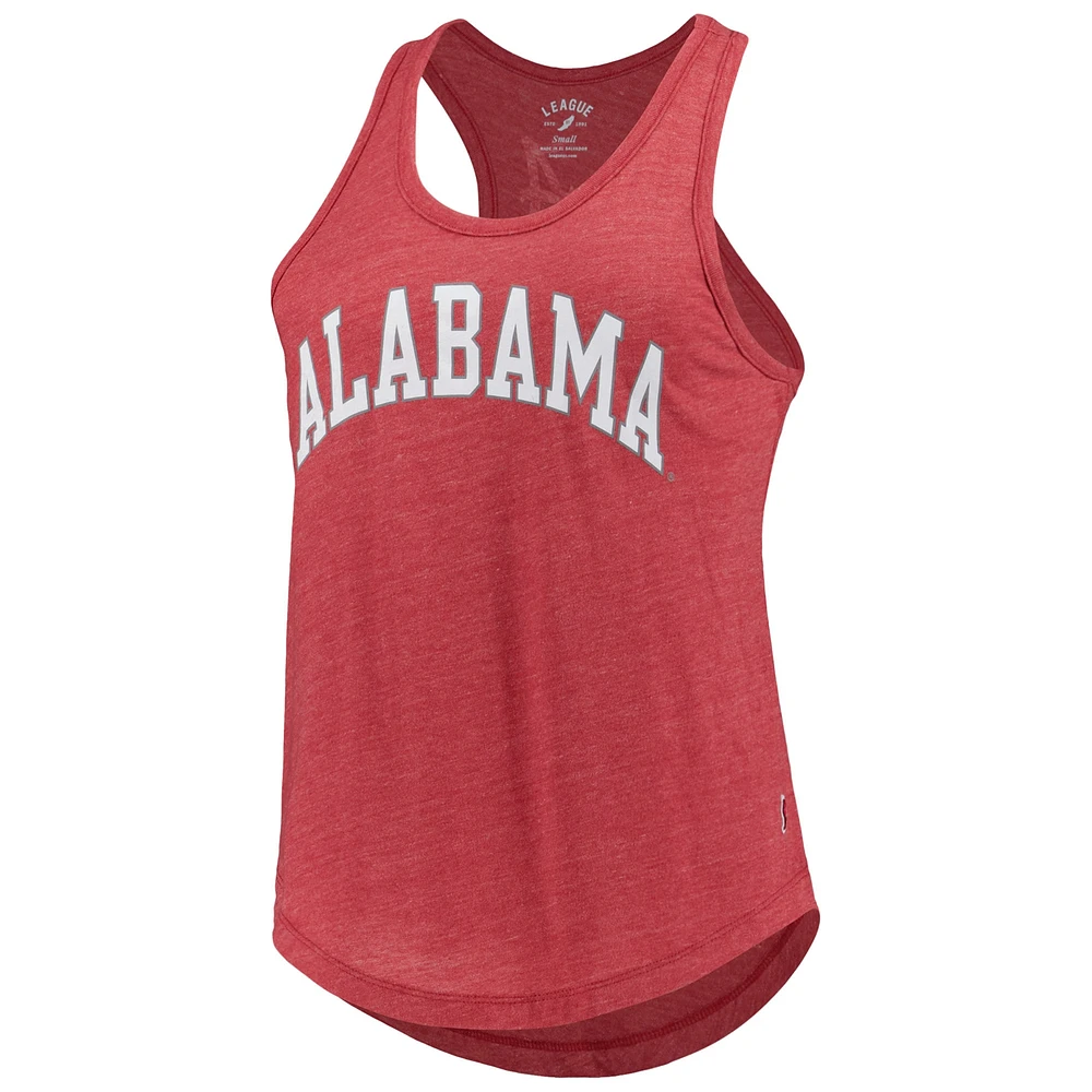 Women's League Collegiate Wear Heather Crimson Alabama Tide Two-Hit Intramural Tri-Blend Scoop Neck Racerback Tank Top