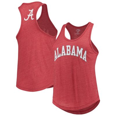 Women's League Collegiate Wear Heather Crimson Alabama Tide Two-Hit Intramural Tri-Blend Scoop Neck Racerback Tank Top