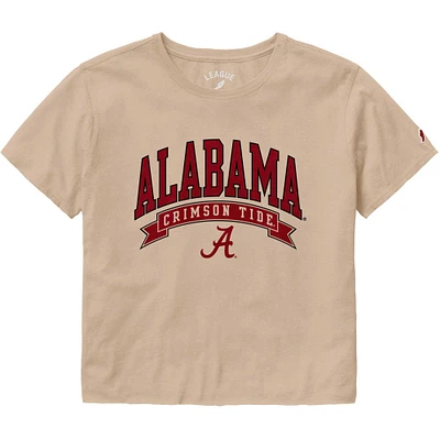 T-shirt court pour femme League Collegiate Wear fauve Alabama Crimson Tide Banner Clothesline