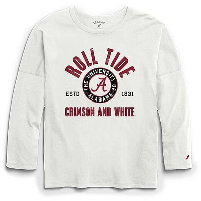 Women's League Collegiate Wear - T-shirt à manches longues surdimensionné blanc Alabama Crimson Tide Clothesline