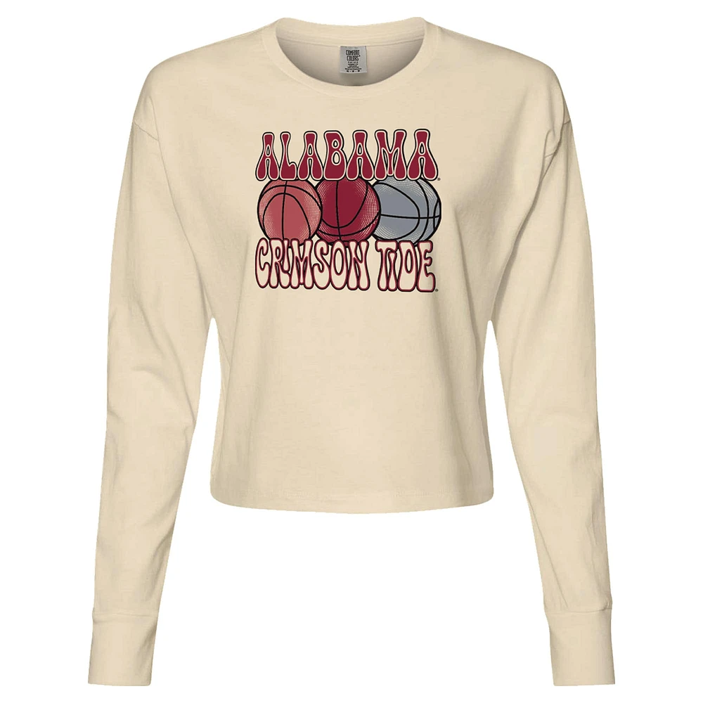 T-shirt court à manches longues de basket-ball aux couleurs confortables l'Alabama Crimson Tide pour femmes