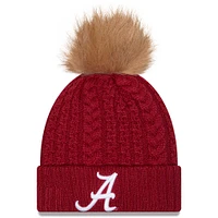 Women's New Era  Crimson Alabama Crimson Tide Luxury Cuffed Knit Hat with Pom