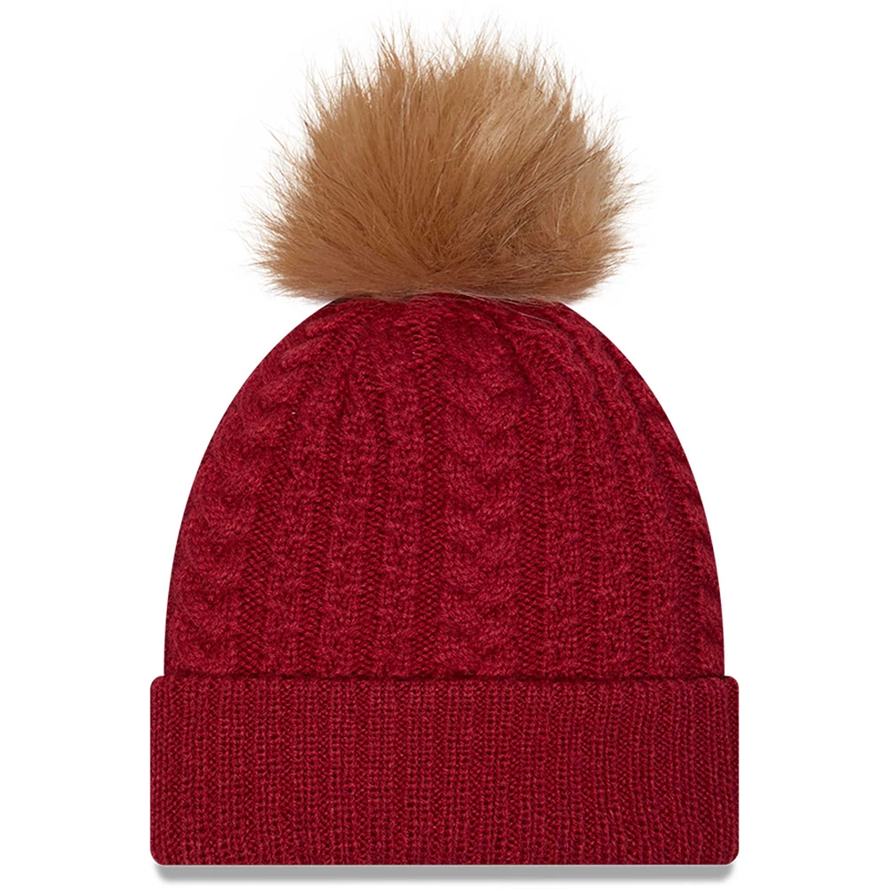 Women's New Era  Crimson Alabama Crimson Tide Luxury Cuffed Knit Hat with Pom