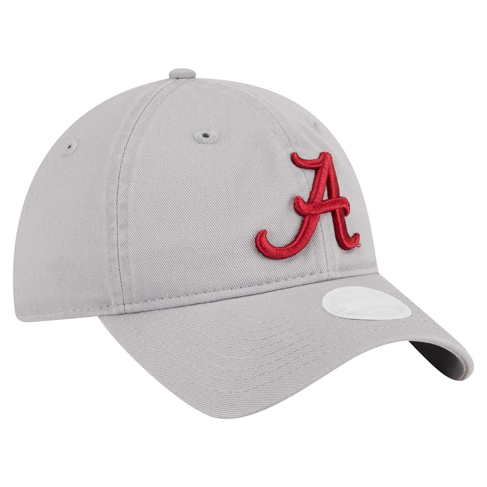 Casquette ajustable 9TWENTY pour femme avec logo Alabama Crimson Tide de New Era gris