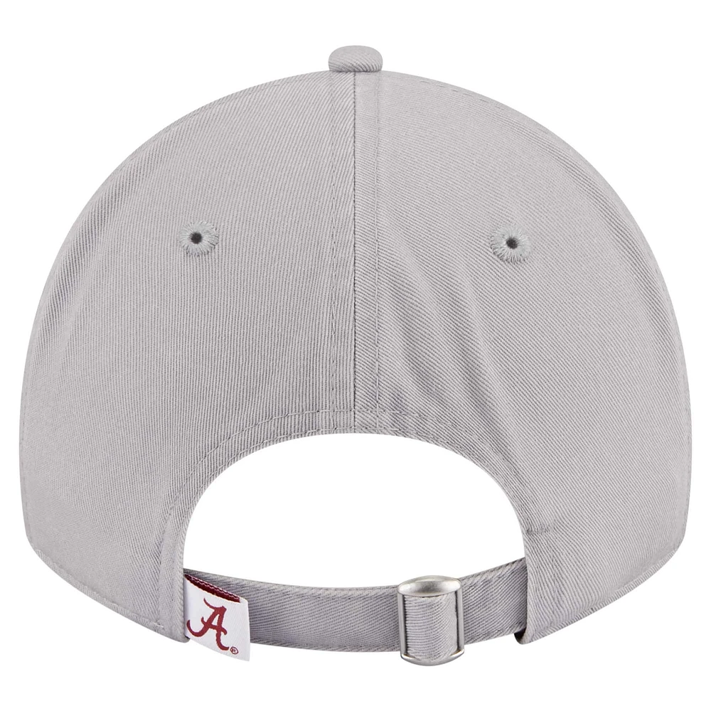 Casquette ajustable 9TWENTY pour femme avec logo Alabama Crimson Tide de New Era gris