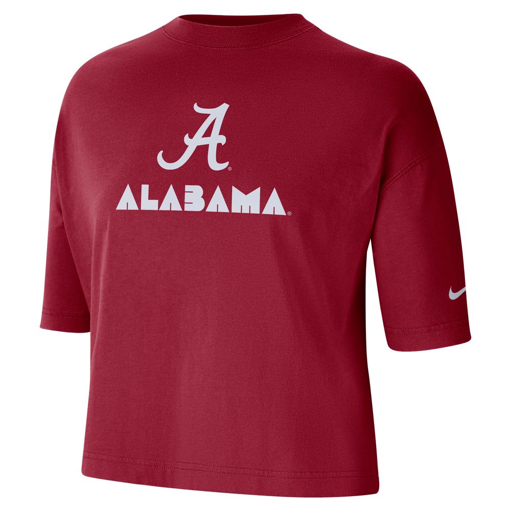 Women's Nike Crimson Alabama Tide Crop Performance T-Shirt