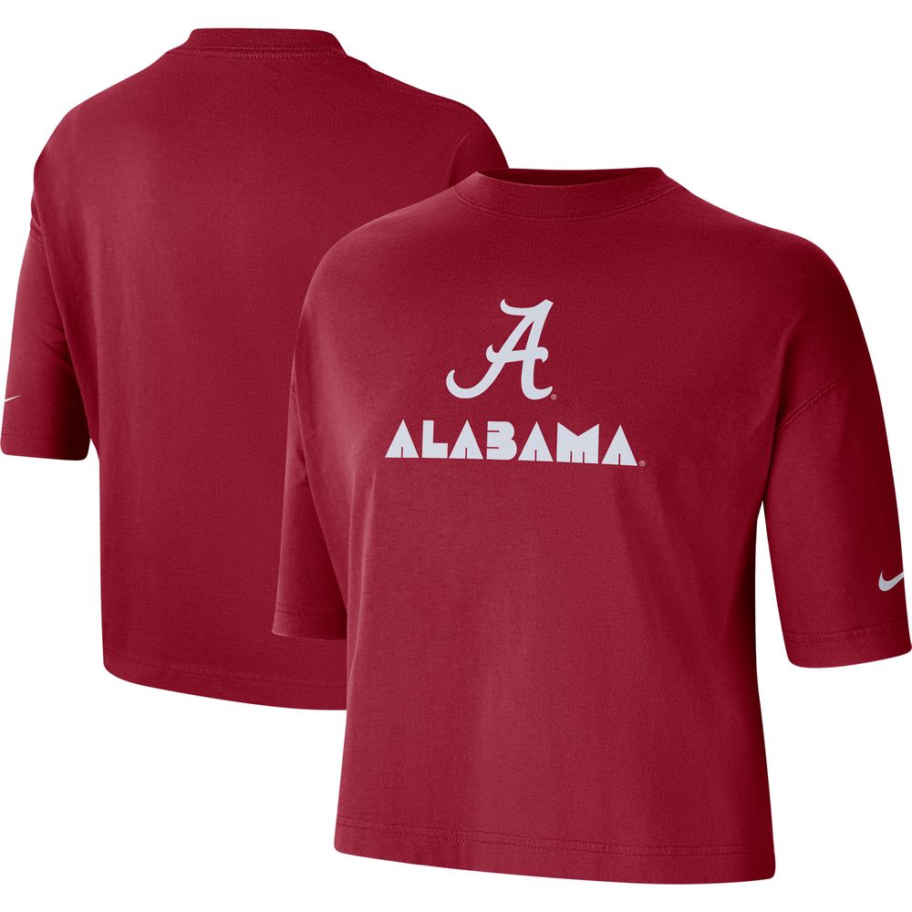 Women's Nike Crimson Alabama Tide Crop Performance T-Shirt