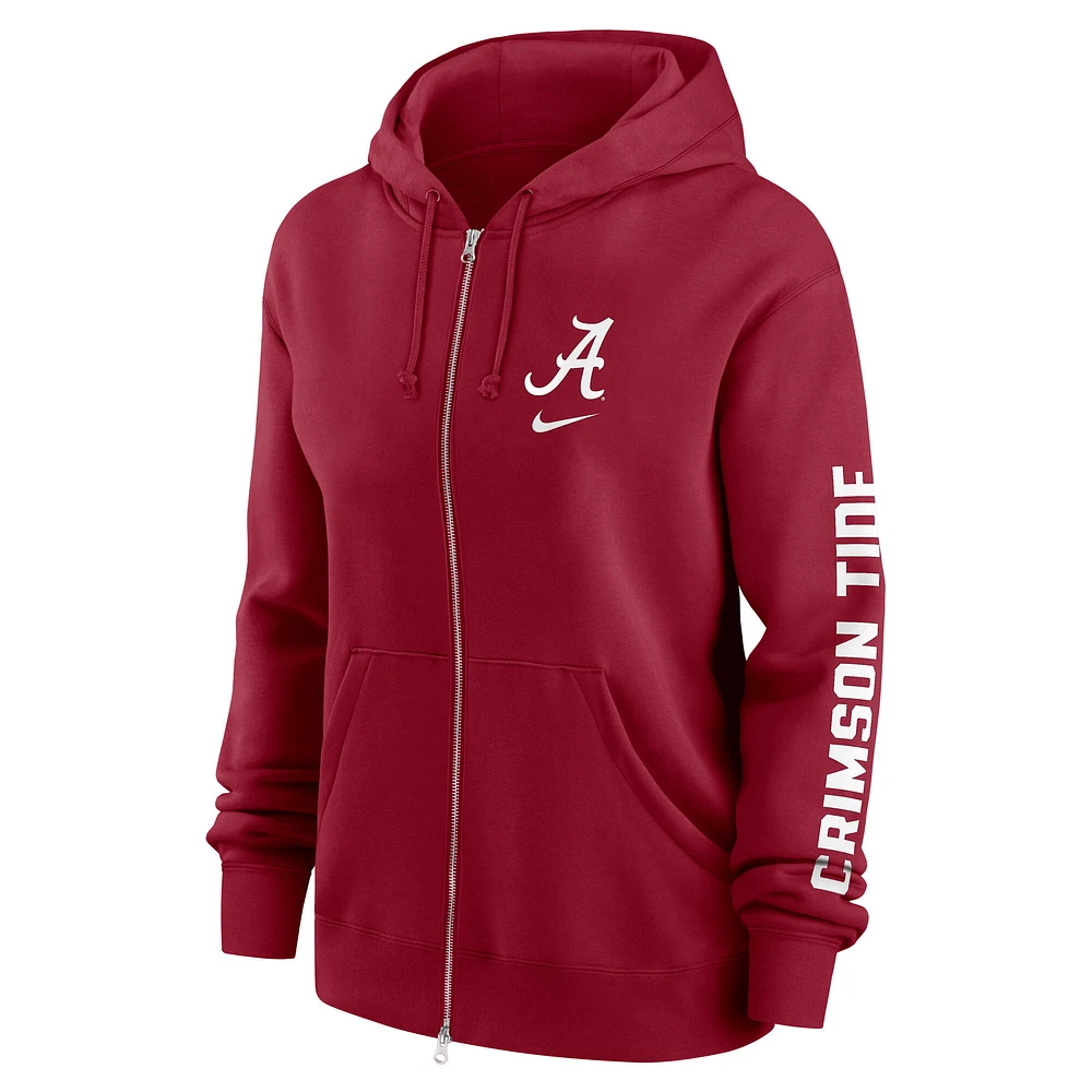 Women's Nike  Crimson Alabama Tide Oversize Lockup Phoenix Full-Zip Hoodie Jacket