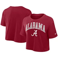 Women's Nike Crimson Alabama Tide Power Pursuit Athletic Prep Arch Performance Cropped T-Shirt