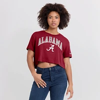 Women's Nike Crimson Alabama Tide Power Pursuit Athletic Prep Arch Performance Cropped T-Shirt