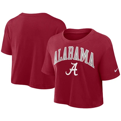 Women's Nike Crimson Alabama Tide Power Pursuit Athletic Prep Arch Performance Cropped T-Shirt