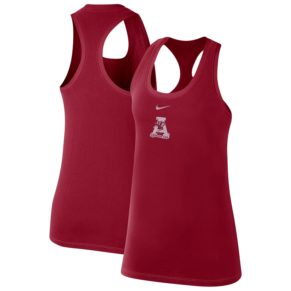 Women's Nike Crimson Alabama Tide Varsity Stack Vault Racerback Scoop Neck Tank Top